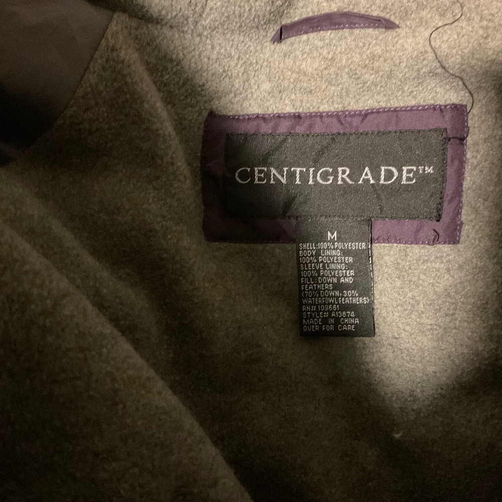 Down filled coat by Centigrade in size medium